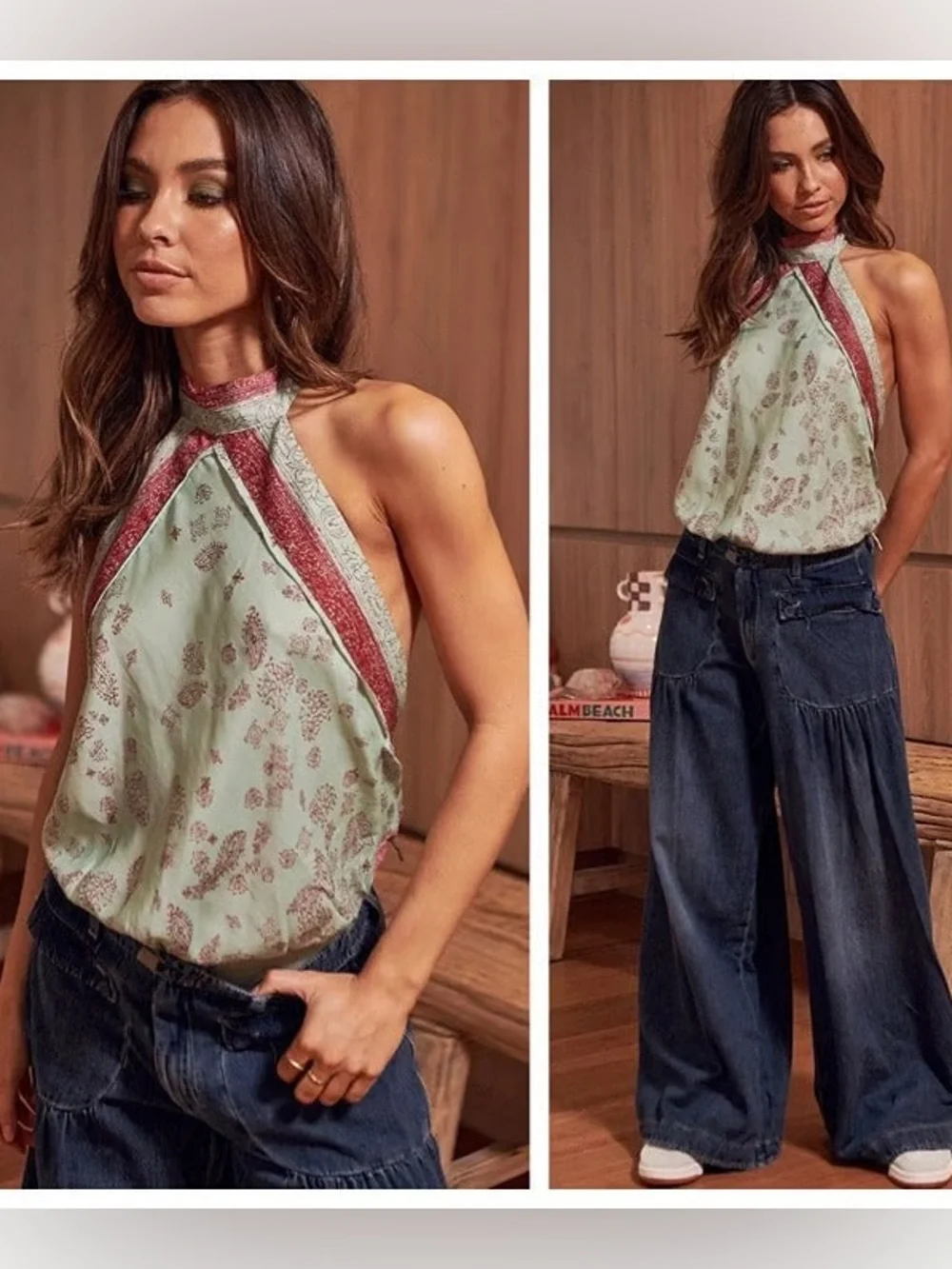 Free people intimately Halter Floral scarf Top wrap tie bodysuit sexy night out